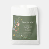 Sage Groene Waterverf Wildbloemen Bedankzakje (Voorkant)