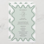 Sage Groene Wavy Grens Ceremonie Programma (Voorkant / Achterkant)