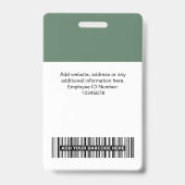 Sage Groene Werknemer Qr Code, Bar Code, Logo, Naa Badge (Achterkant)