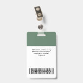 Sage Groene Werknemer Qr Code, Bar Code, Logo, Naa Badge (Achterkant met clip)
