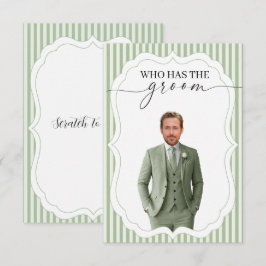 Sage Groene Wie Heeft de Bruidegom Bruidsfeest scr Bedankkaart