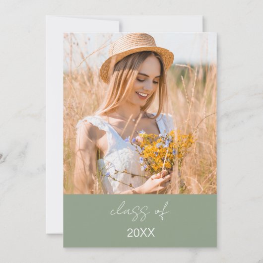 Sage Groene Wildbloem Afstudeerfeest Boho Bloom Kaart (Achterkant)