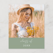 Sage Groene Wildbloem Afstudeerfeest Uitnodiging (Achterkant)