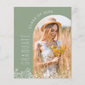 Sage Groene Wildbloem Afstudeerfeest Uitnodiging (Voorkant)