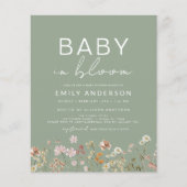 Sage Groene Wildbloem Baby in Bloom Baby shower (Voorkant)