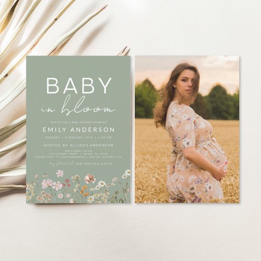Sage Groene Wildbloem Baby in Bloom Baby shower