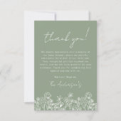 Sage Groene Wildbloem Baby in Bloom Baby shower Bedankkaart (Voorkant)