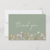 Sage Groene Wildbloem Baby in Bloom Baby shower Bedankkaart (Voorkant)