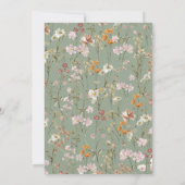 Sage Groene Wildbloem Baby in Bloom Baby shower Bedankkaart (Achterkant)