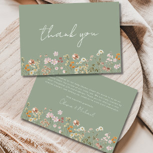 Sage Groene Wildbloem Baby in Bloom Baby shower Bedankkaart