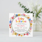 Sage Groene Wildbloem Baby in Bloom Baby shower Kaart (Staand voorkant)