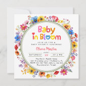 Sage Groene Wildbloem Baby in Bloom Baby shower Kaart (Voorkant)