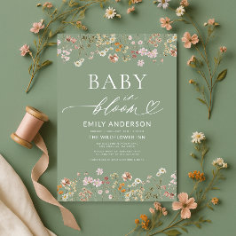 Sage Groene Wildbloem Baby in Bloom Baby shower Kaart