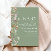 Sage Groene Wildbloem Baby in Bloom Baby shower Kaart