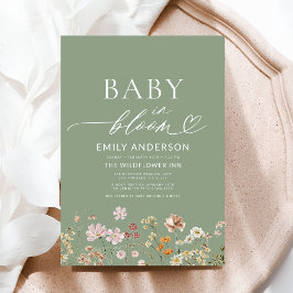 Sage Groene Wildbloem Baby in Bloom Baby shower Kaart