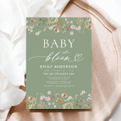 Sage Groene Wildbloem Baby in Bloom Baby shower Kaart