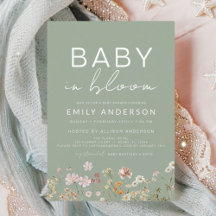 Sage Groene Wildbloem Baby in Bloom Baby shower