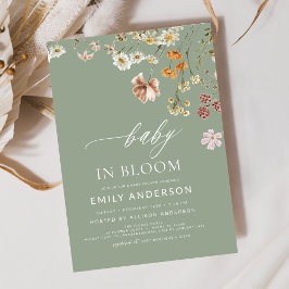 Sage Groene Wildbloem Baby in Bloom Baby shower Kaart