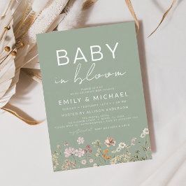 Sage Groene Wildbloem Baby in Bloom Baby shower Kaart