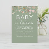 Sage Groene Wildbloem Baby in Bloom Baby shower Kaart (Staand voorkant)