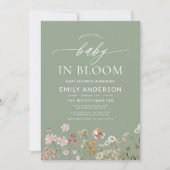 Sage Groene Wildbloem Baby in Bloom Baby shower Kaart (Voorkant)