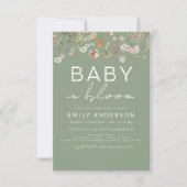 Sage Groene Wildbloem Baby in Bloom Baby shower Kaart (Voorkant)