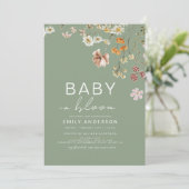 Sage Groene Wildbloem Baby in Bloom Baby shower Kaart (Staand voorkant)