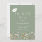 Sage Groene Wildbloem Bloom Afstudeerfeest Boho Kaart (Voorkant)