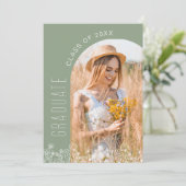 Sage Groene Wildbloem Bloom Graduation Party Kaart (Staand voorkant)