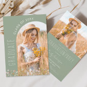 Sage Groene Wildbloem Bloom Graduation Party Kaart