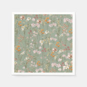 Sage Groene Wildbloem Boho Bruiloft in Bloem Tuin Servet (Voorkant)
