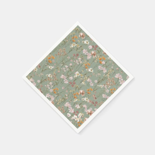 Sage Groene Wildbloem Boho Bruiloft in Bloem Tuin Servet (Hoek)