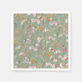 Sage Groene Wildbloem Boho Bruiloft in Bloem Tuin Servet (Voorkant)