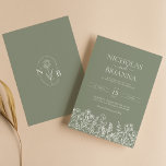 Sage Groene Wildbloem Boho Bruiloft Modern Monogra Kaart<br><div class="desc">Sage Groene Wildbloem Boho Bruiloft Moderne Monogram Uitnodiging. Eenvoudig personaliseren door elke info te vervangen. Controleer de voorvertoning voordat u het object aan het winkelwagentje toevoegt.</div>