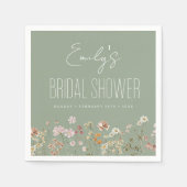 Sage Groene Wildbloem Boho Vrijgezellenfeest in Bl Servet (Voorkant)