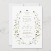 Sage Groene Wildbloem Rustiek Boho Afstuderen Kaart (Voorkant)