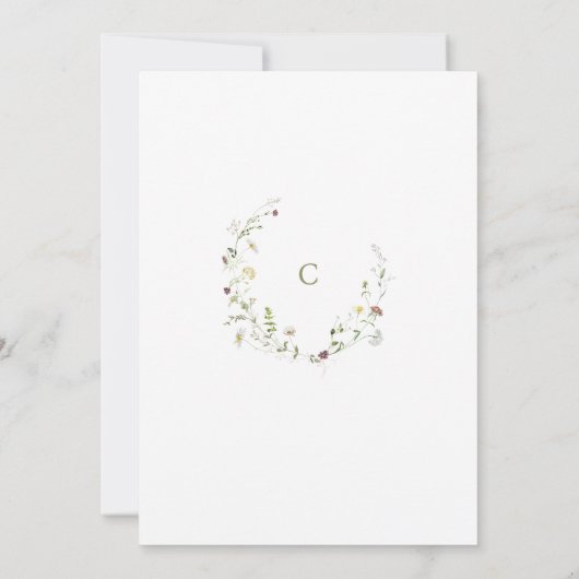 Sage Groene Wildbloem Rustiek Boho Afstuderen Kaart (Achterkant)