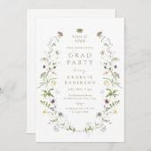 Sage Groene Wildbloem Rustiek Boho Afstuderen Kaart (Voorkant / Achterkant)