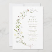 Sage Groene Wildbloem Rustiek Boho Baby shower Kaart (Voorkant)