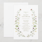 Sage Groene Wildbloem Rustiek Boho Baby shower Kaart (Voorkant / Achterkant)
