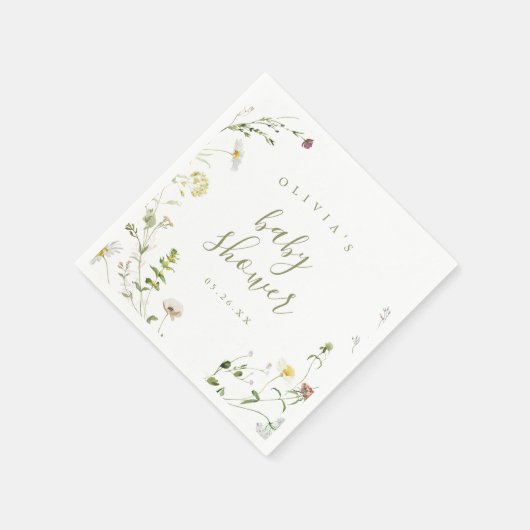 Sage Groene Wildbloem Rustiek Boho Baby shower Servet (Hoek)