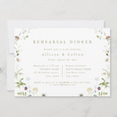 Sage Groene Wildbloem Rustiek Boho Repetitie Diner Kaart (Voorkant)