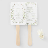 Sage Groene Wildbloem Rustiek Boho Trouwprogramma Handwaaier (Voorkant en achterkant)