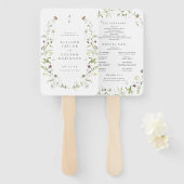 Sage Groene Wildbloem Rustiek Boho Trouwprogramma Handwaaier (Voorkant en achterkant)