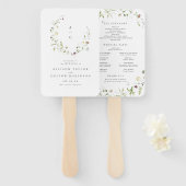 Sage Groene Wildbloem Rustiek Boho Trouwprogramma Handwaaier (Voorkant en achterkant)