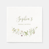 Sage Groene Wildbloem Rustiek Boho Vrijgezellenfee Servet (Voorkant)