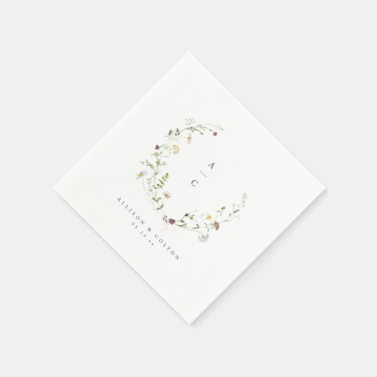 Sage Groene Wildbloem Rustieke Boho Bruiloft Monog Servet (Hoek)