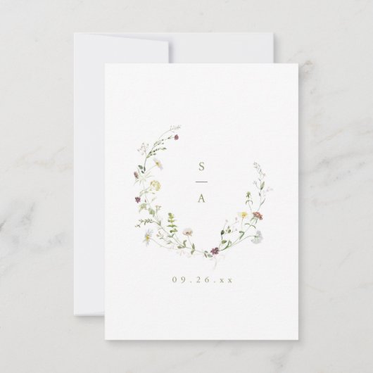 Sage Groene Wildbloem Rustieke Boho QR code Bruilo RSVP Kaartje (Achterkant)