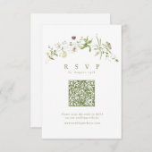 Sage Groene Wildbloem Rustieke Boho QR code Bruilo RSVP Kaartje (Voorkant / Achterkant)