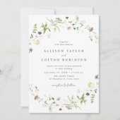 Sage Groene Wildbloem Rustieke Boho Trouwfoto Kaart (Voorkant)